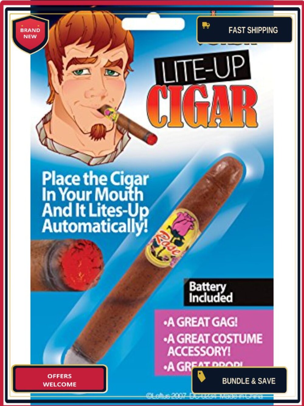 Light-Up Cigar Costume Accessory Novelty Prop for Parties